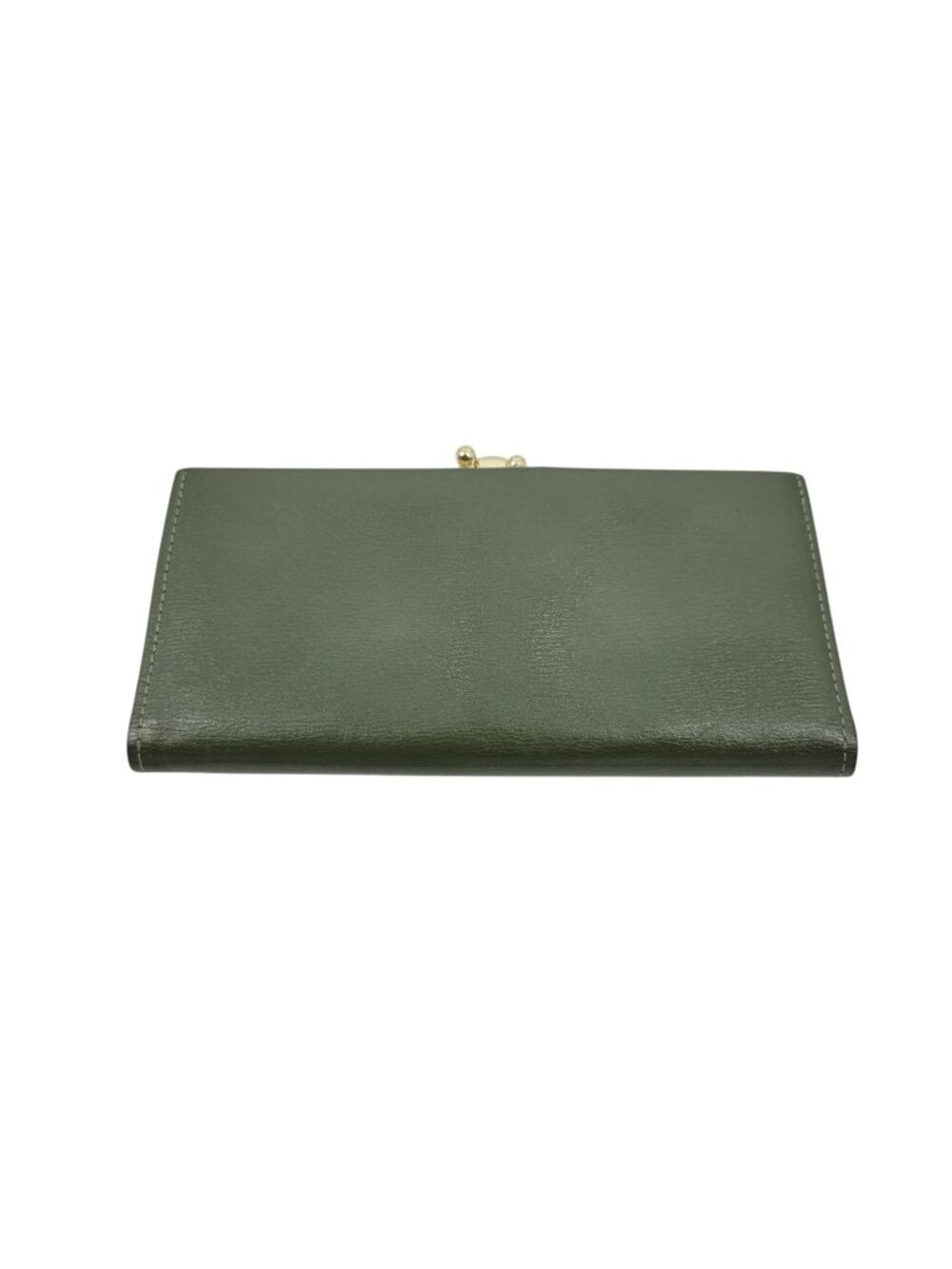 Vintage Lady Buxton Top Grain Cowhide Leather Wallet Green Kiss Lock Clutch RW